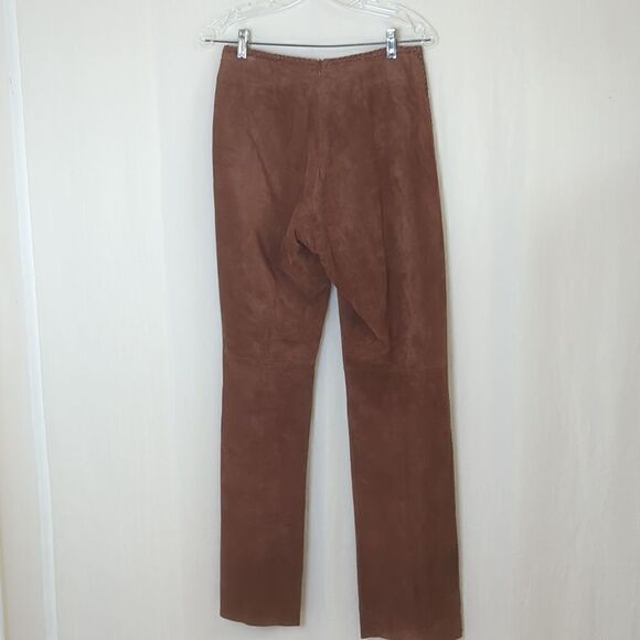 Brown Suede Pants with Whip Stitching Down the Side  Seam Size 6 - Picture 6 of 8